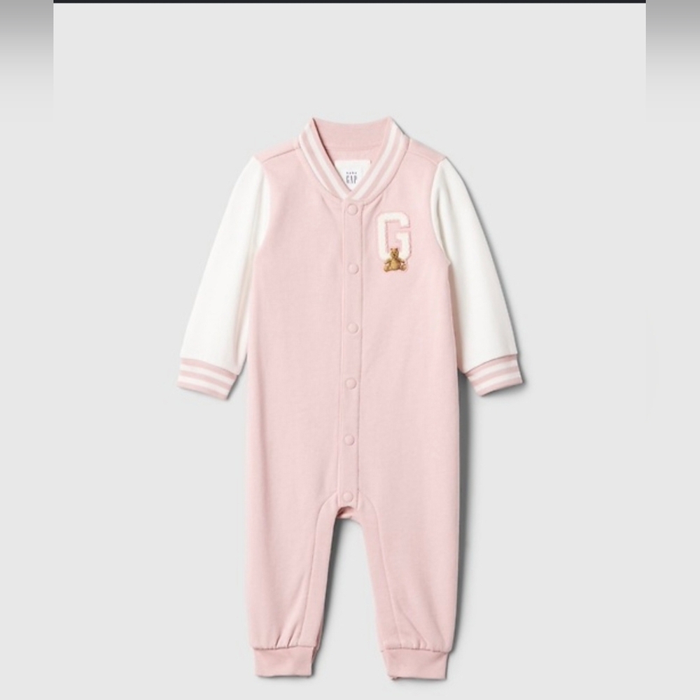 GAP Baby Pink Varsity One-Piece Romper